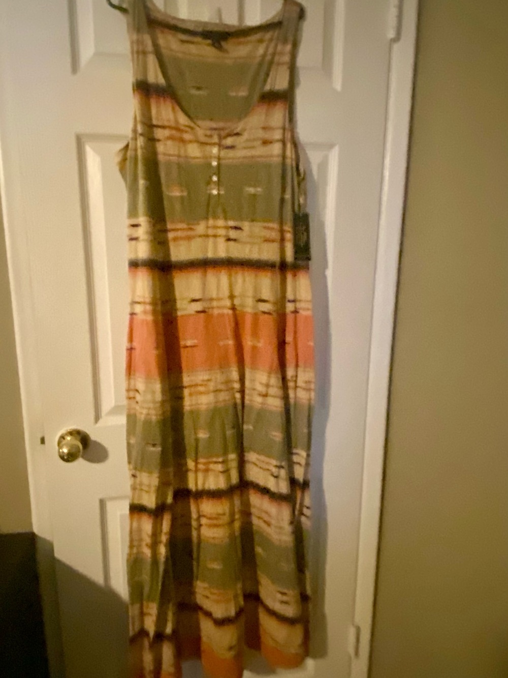 Ralph Lauren Coral and Sage Striped Maxi Dress-Xl